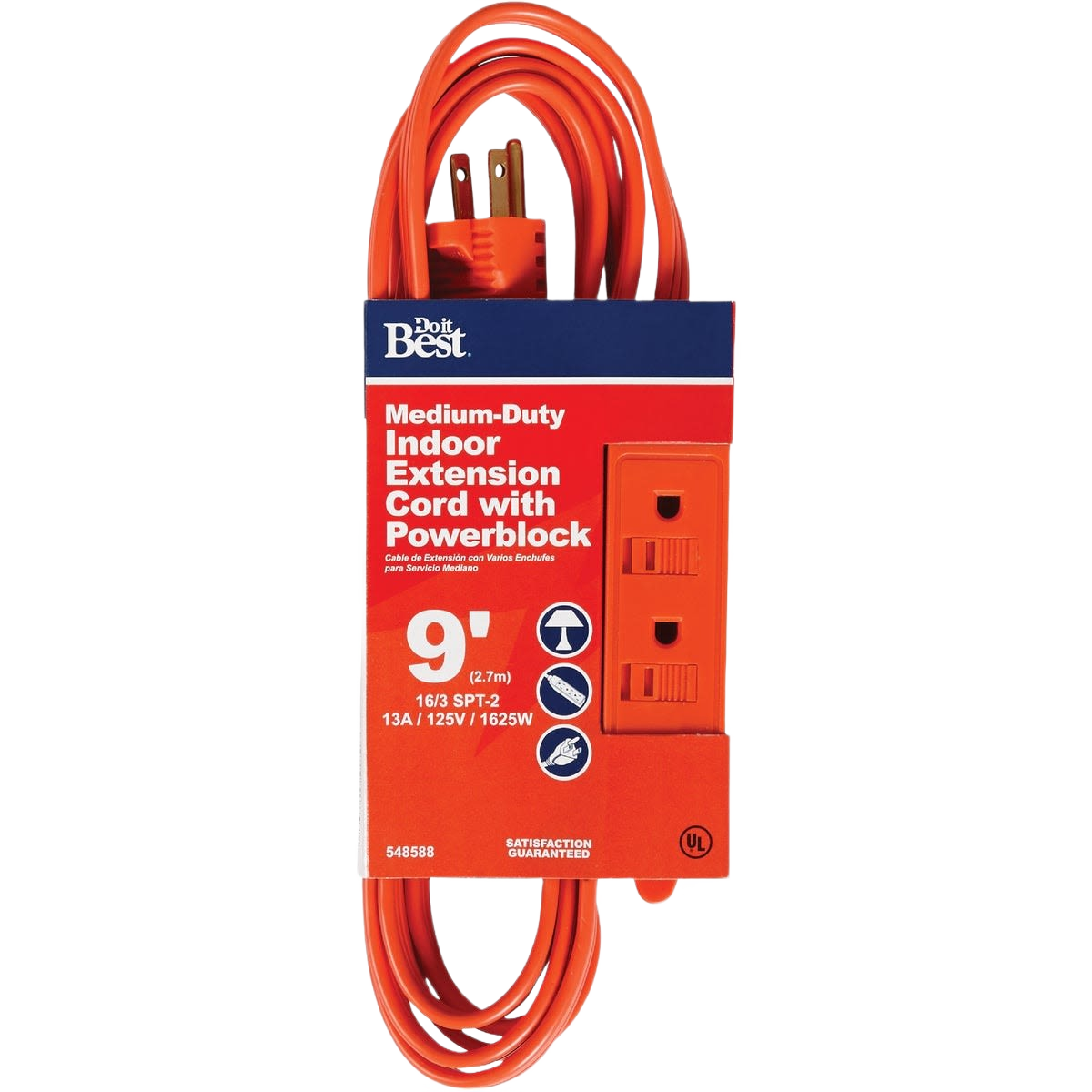 Orange indoor extension cord with triple outlet powerblock for electrical and home improvement use under $50 collections