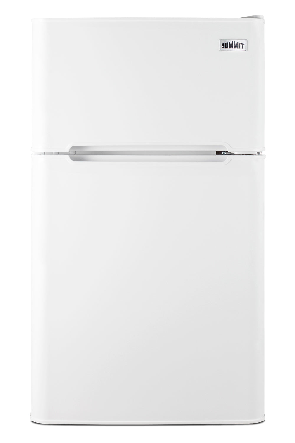 Compact white two-door refrigerator-freezer with energy-efficient design for kitchen and appliance collections