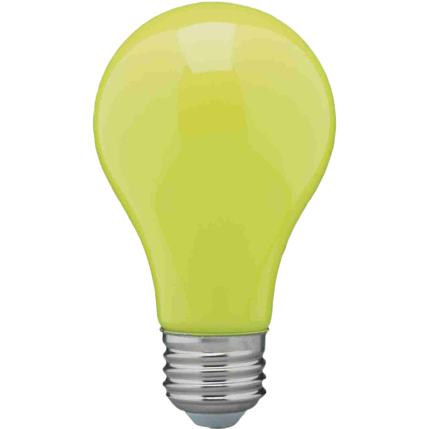 Yellow 8 watt LED light bulb with medium base for decorative and event lighting in lighting and electrical collections