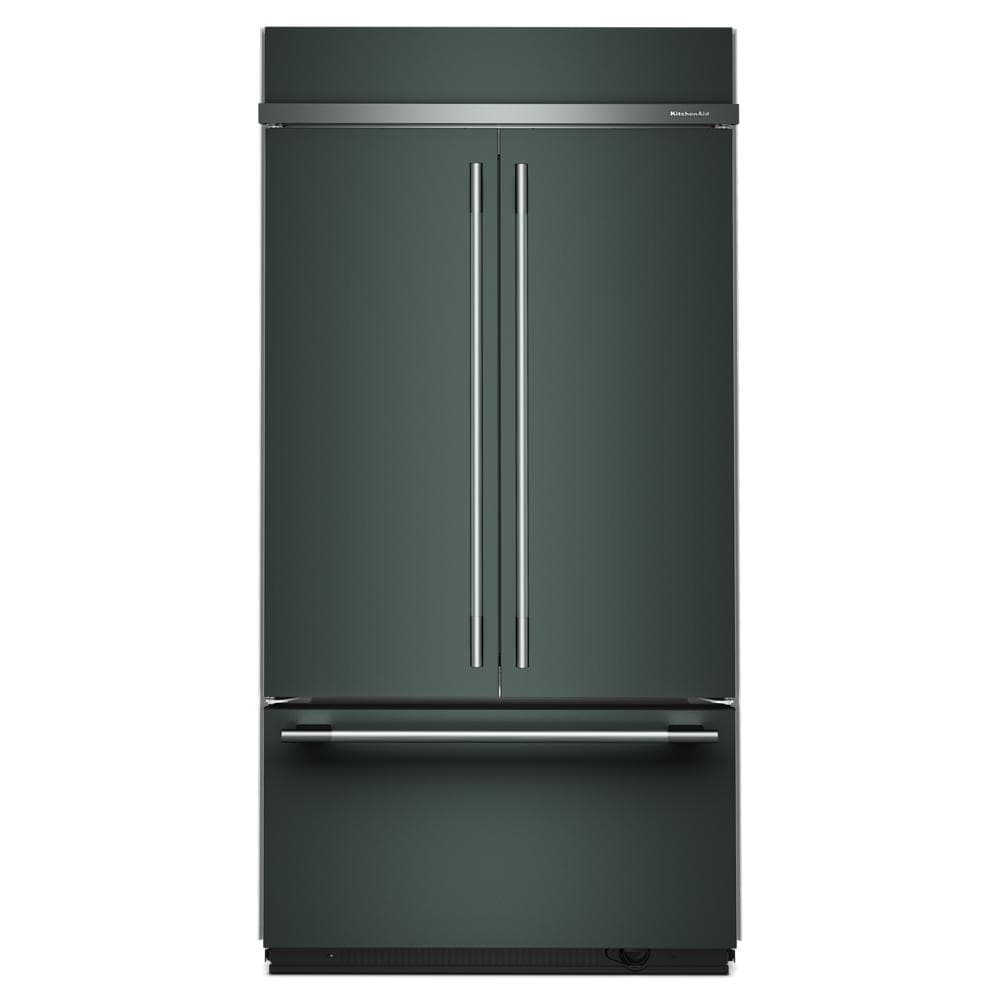 42" built-in French door refrigerator with bottom freezer in matte green finish from KitchenAid Appliances collection