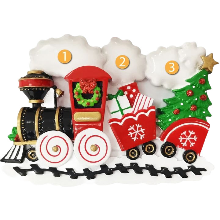 Festive nostalgic train ornament with wreath, gifts, and Christmas tree, Christmas Ornaments & Tree Decorations under $50 collection