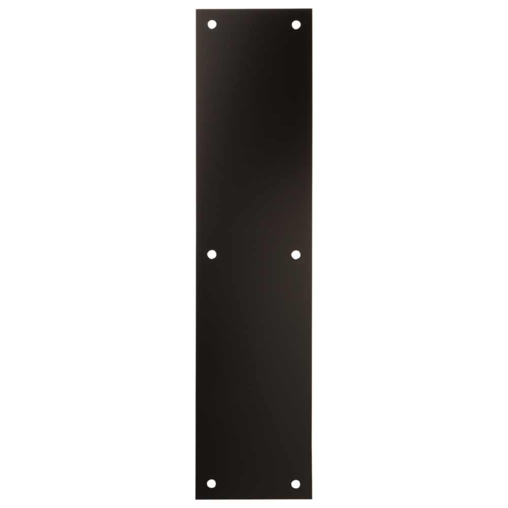 Oil rubbed bronze push plate with anodized finish and mounting screws for door accessories in hardware and home improvement collections