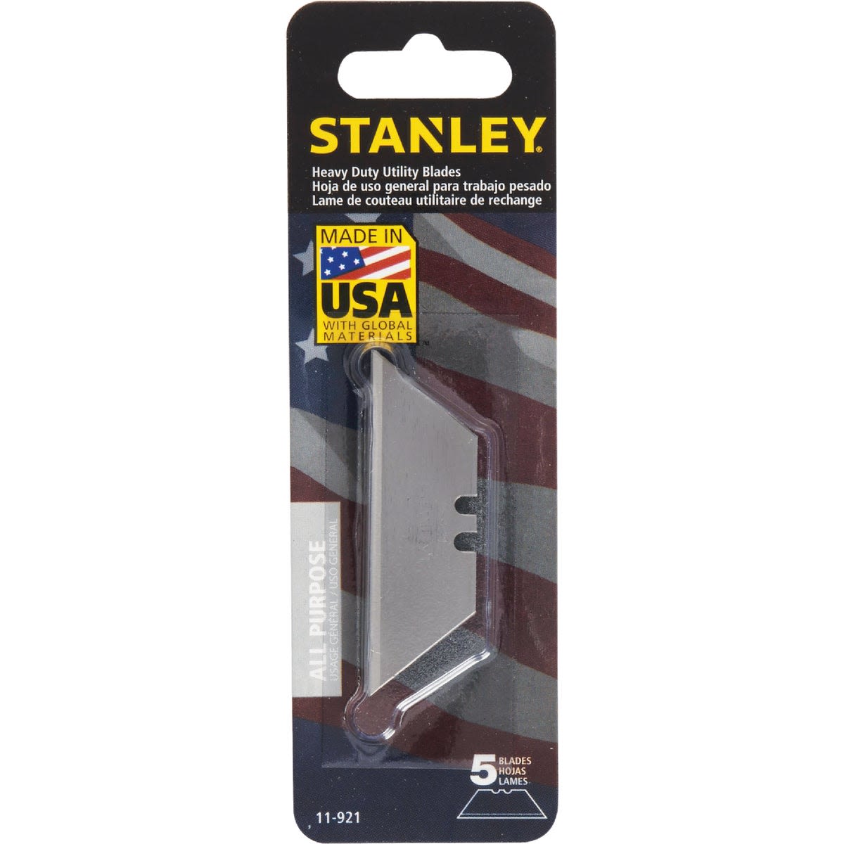 Package of five reversible heavy-duty carbon steel utility blades for cutting tools in woodworking and hand tool collections under $50