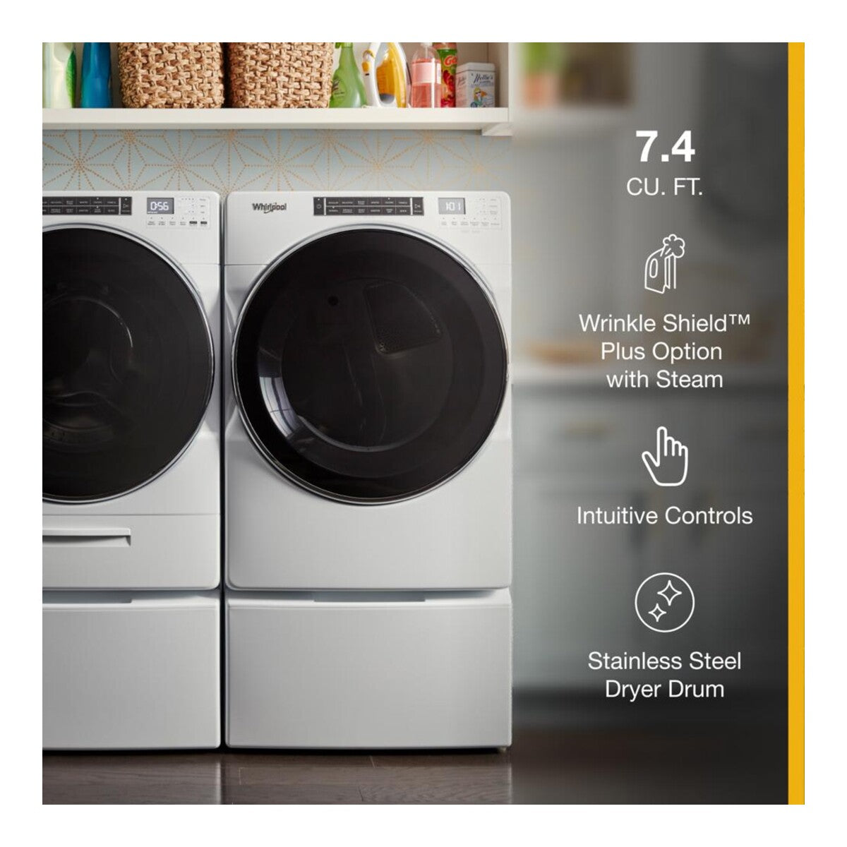 7.4 cu. ft. Front Load Gas Dryer with Steam Cycles