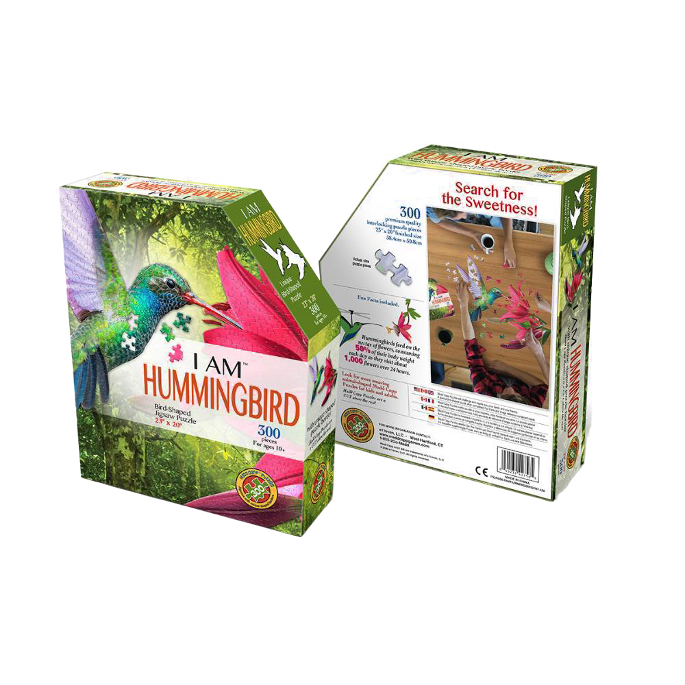 Bird-shaped hummingbird puzzle box with vibrant colors in Toys & Games, Puzzles, and Under $50 collections
