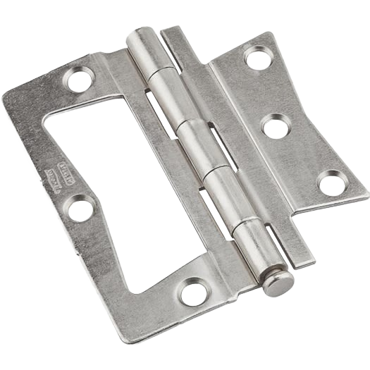 Satin nickel surface-mounted door hinge with sturdy pin for home improvement and tool applications