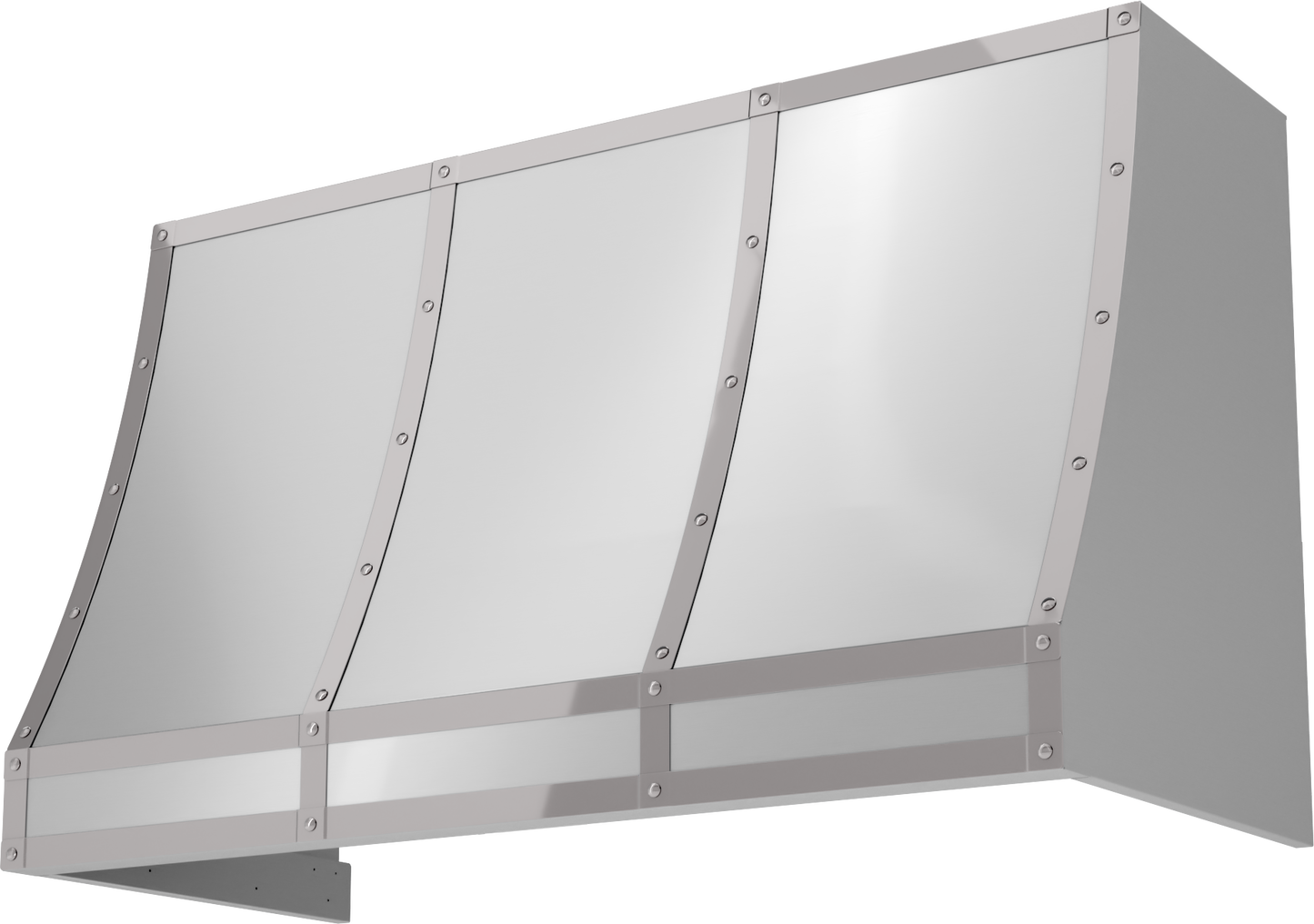 48-inch stainless steel range hood body with polished banding for over the range kitchen appliances and home improvement projects