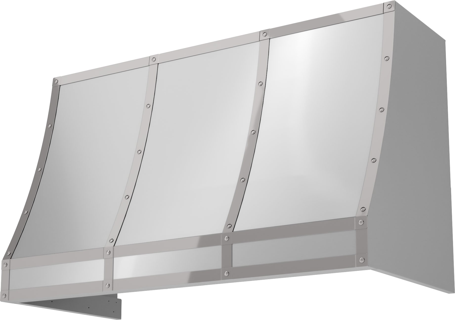 48-inch stainless steel range hood body with polished banding for over the range kitchen appliances and home improvement projects