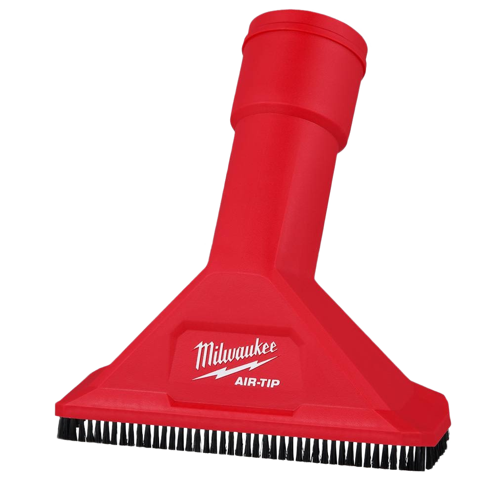 Red utility vacuum nozzle attachment with brushes for woodworking dust collection and home improvement tools under $50