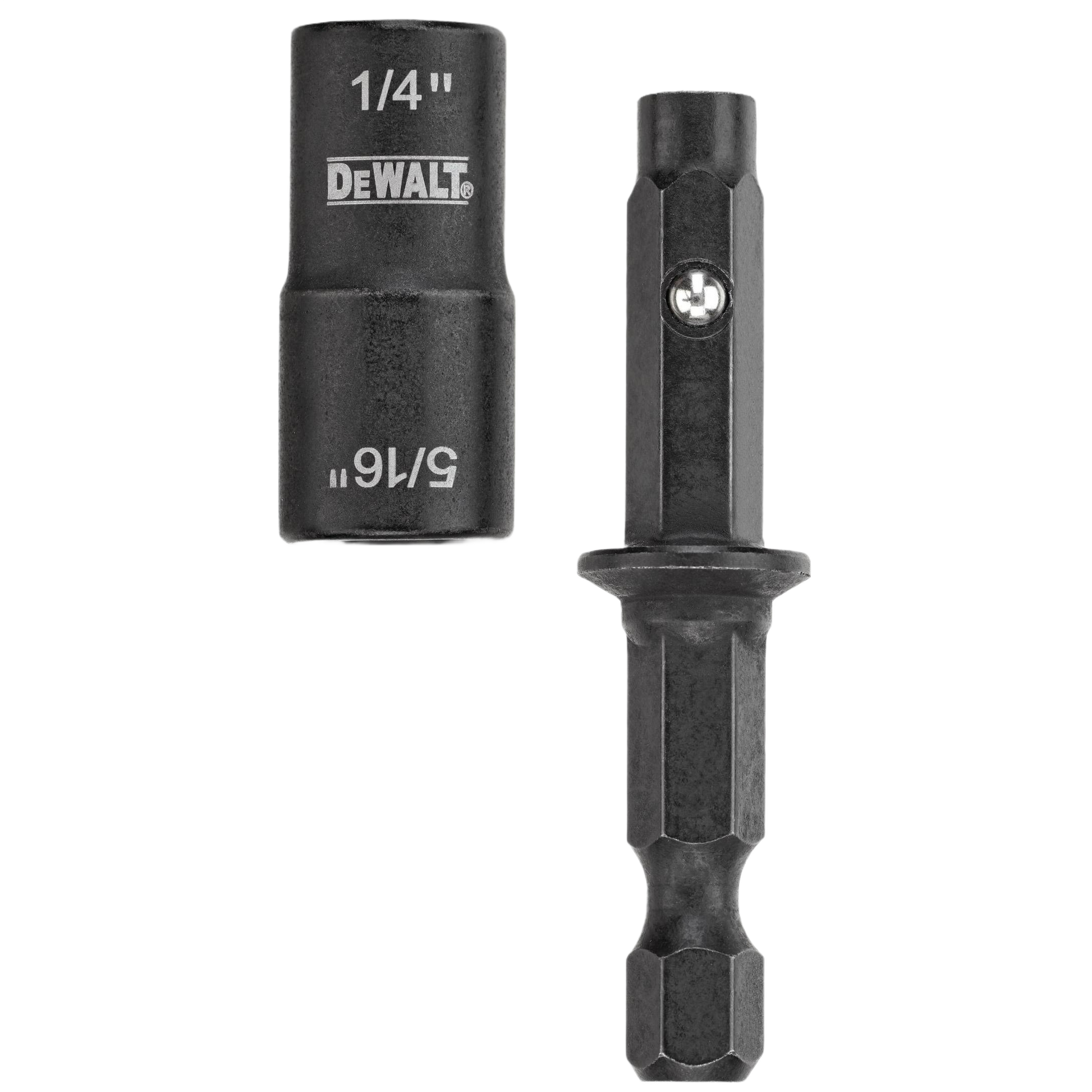 Black double ended detachable nut driver with 1/4 and 5/16 inch sizes for tools and home improvement use