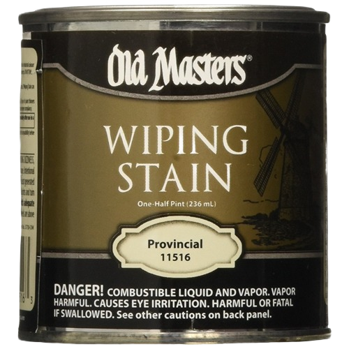 Half pint can of Old Masters Provincial oil base wiping stain for wood and multipurpose finishes under $50 collections