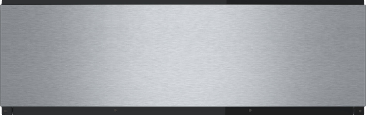 Stainless steel warming drawer with concealed heating and ball-bearing telescopic rails from Bosch Kitchen Appliances collection