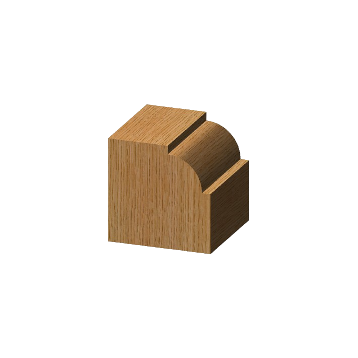 Wooden sample showing a classic beaded edge profile for woodworking and home improvement tool accessories.