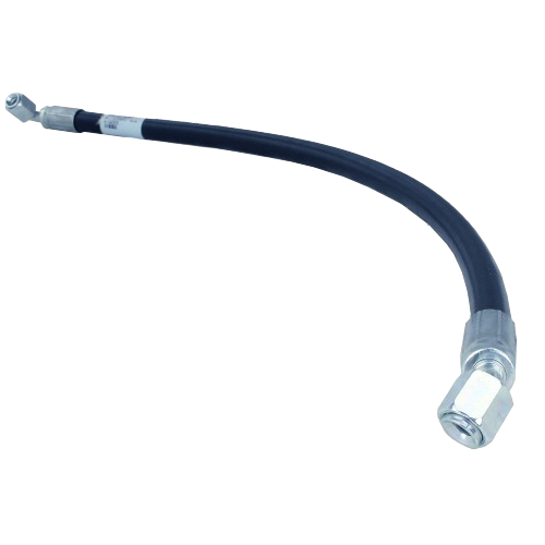 Flexible hydraulic hose with metal fittings for machinery repair and tools and home improvement tasks