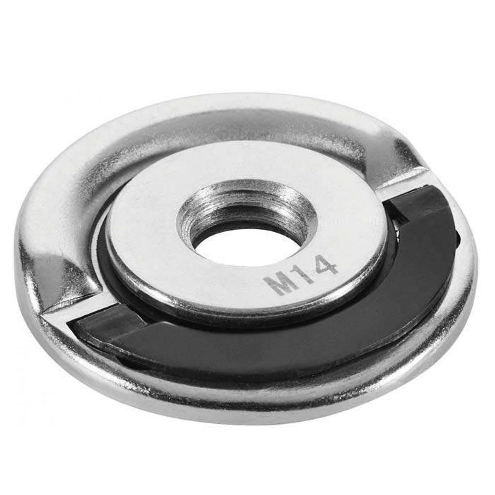 Silver keyless flange nut for angle grinder tool accessories with tool-free quick-release design under $50