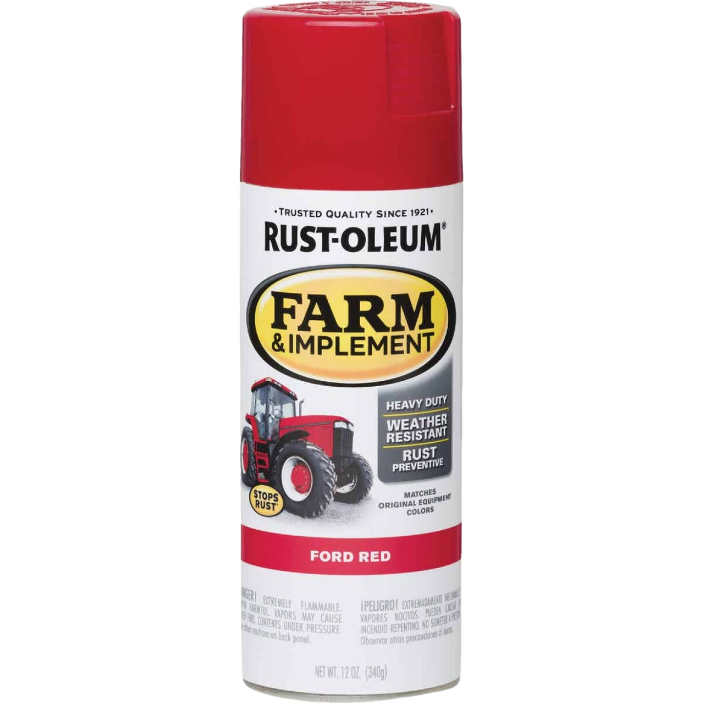 Red spray paint can from Rust-Oleum Farm & Implement collection for home improvement and tools projects under $50