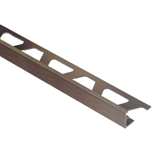 Brushed bronze anodized aluminum L channel profile for tile edge protection in flooring and tile collections under $50
