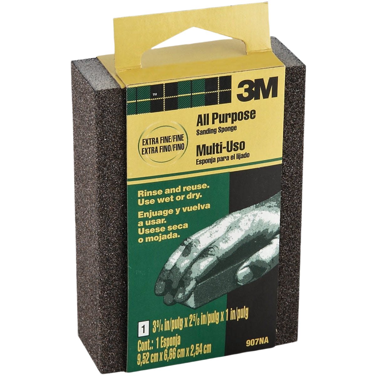 3M extra fine and fine sanding sponge in packaging for sandpaper and home improvement tools collection