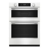 White 30-inch KitchenAid smart electric combo wall oven with LED touchscreen, backlit knobs, and convection cooking from Wall Ovens collection