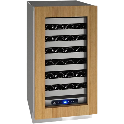 18-inch wine refrigerator with reversible wood panel door and digital temperature control in kitchenware collection