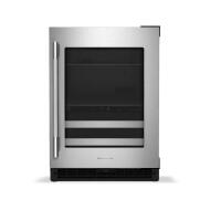 24-inch stainless steel beverage center with glass door and full-extension metal-front racks in kitchen appliances collection