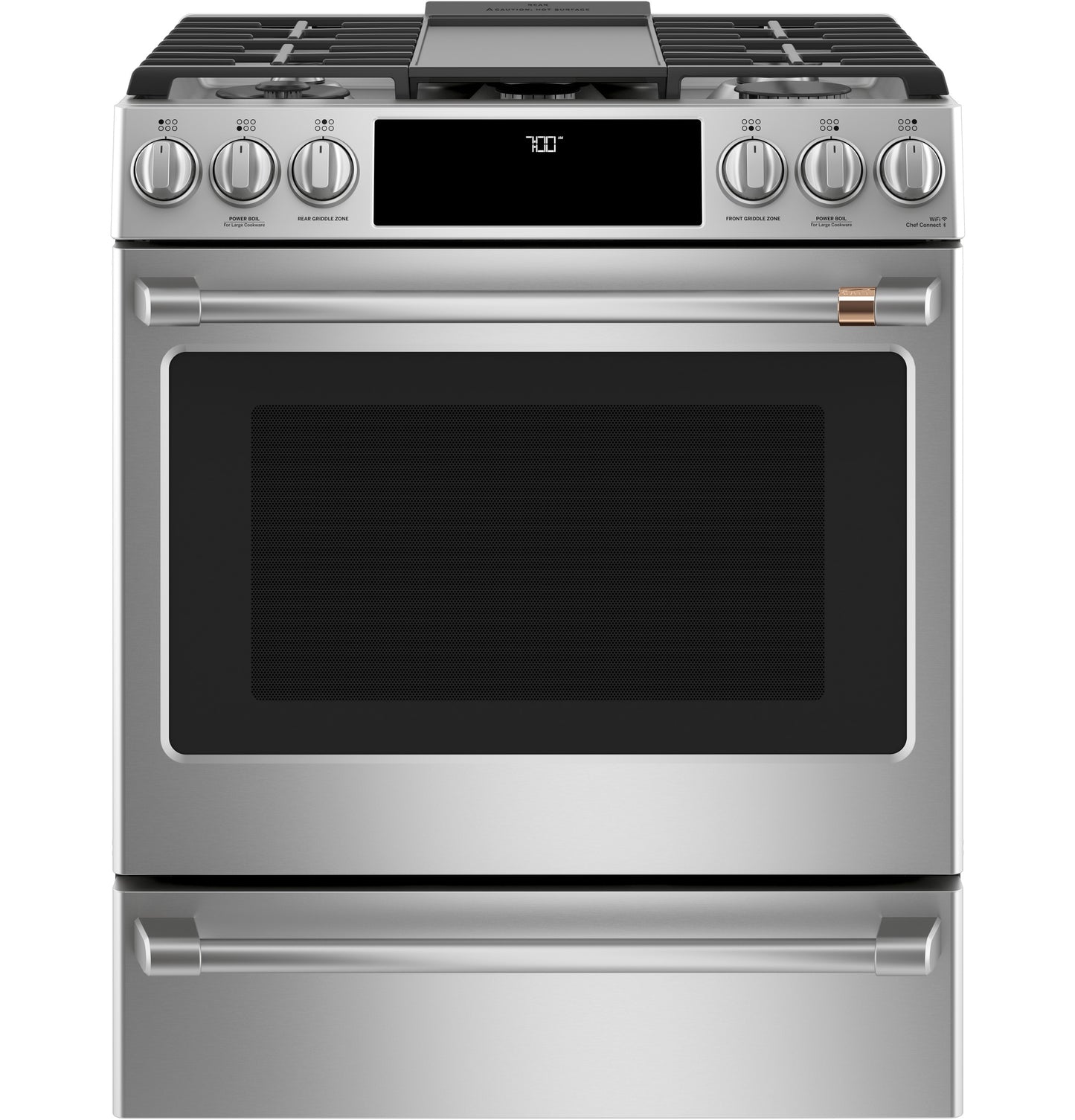 CAFÉ™ 30" Smart Slide-In, Front-Control, Gas Range with Convection Oven