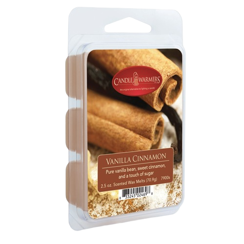 Vanilla cinnamon scented wax melts in clear clamshell packaging for home accents and decor under $50 collections