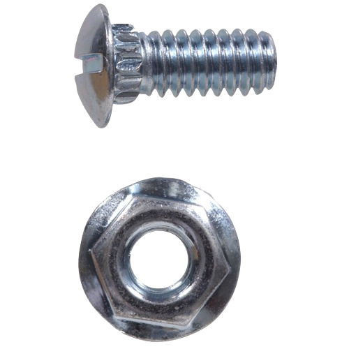 Zinc-plated ribneck bolt and hex nut set designed for secure fastening in tools and home improvement projects