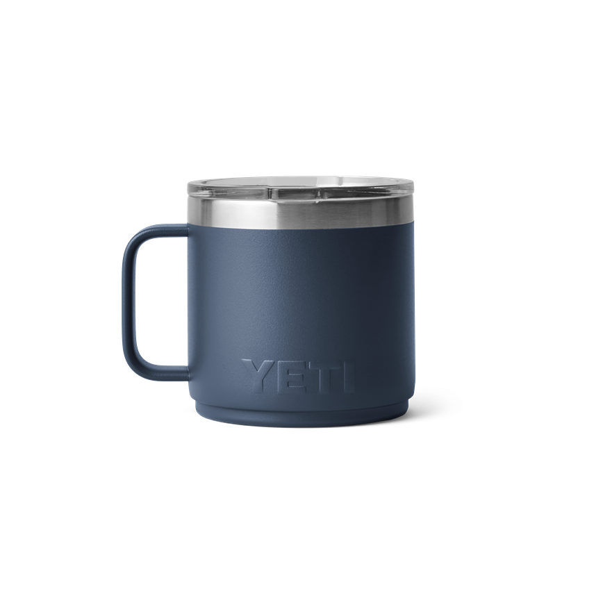 Matte navy insulated stackable mug with stainless steel rim and clear Magslider lid from drinkware collections under $50