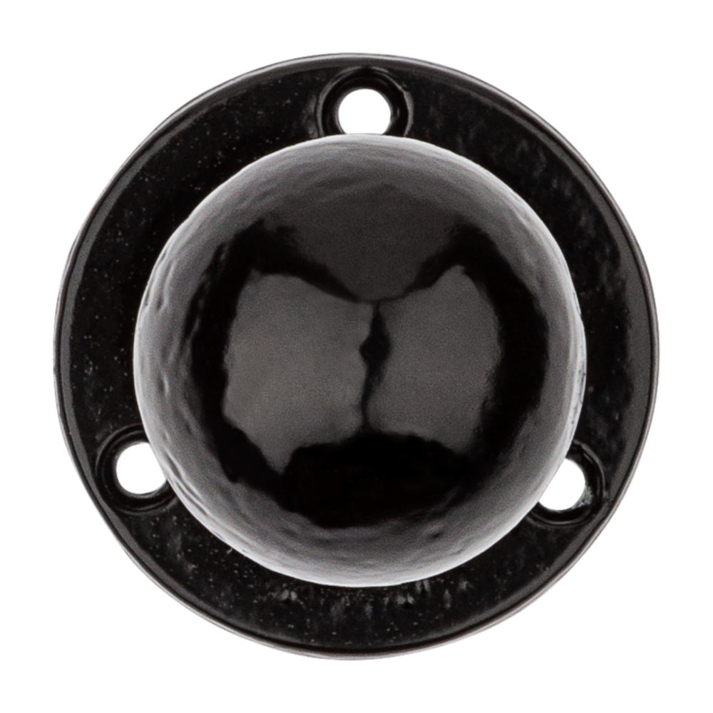 Black decorative gate knob pull with three mounting holes for smooth grip in door and gate hardware under $50