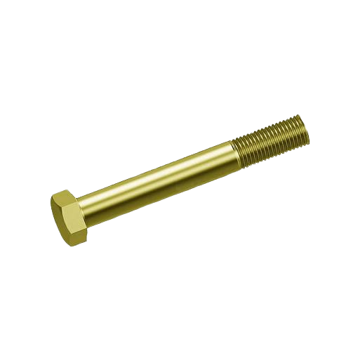 Hexagonal head screw with partially threaded shaft in gold tone for tools and home improvement use