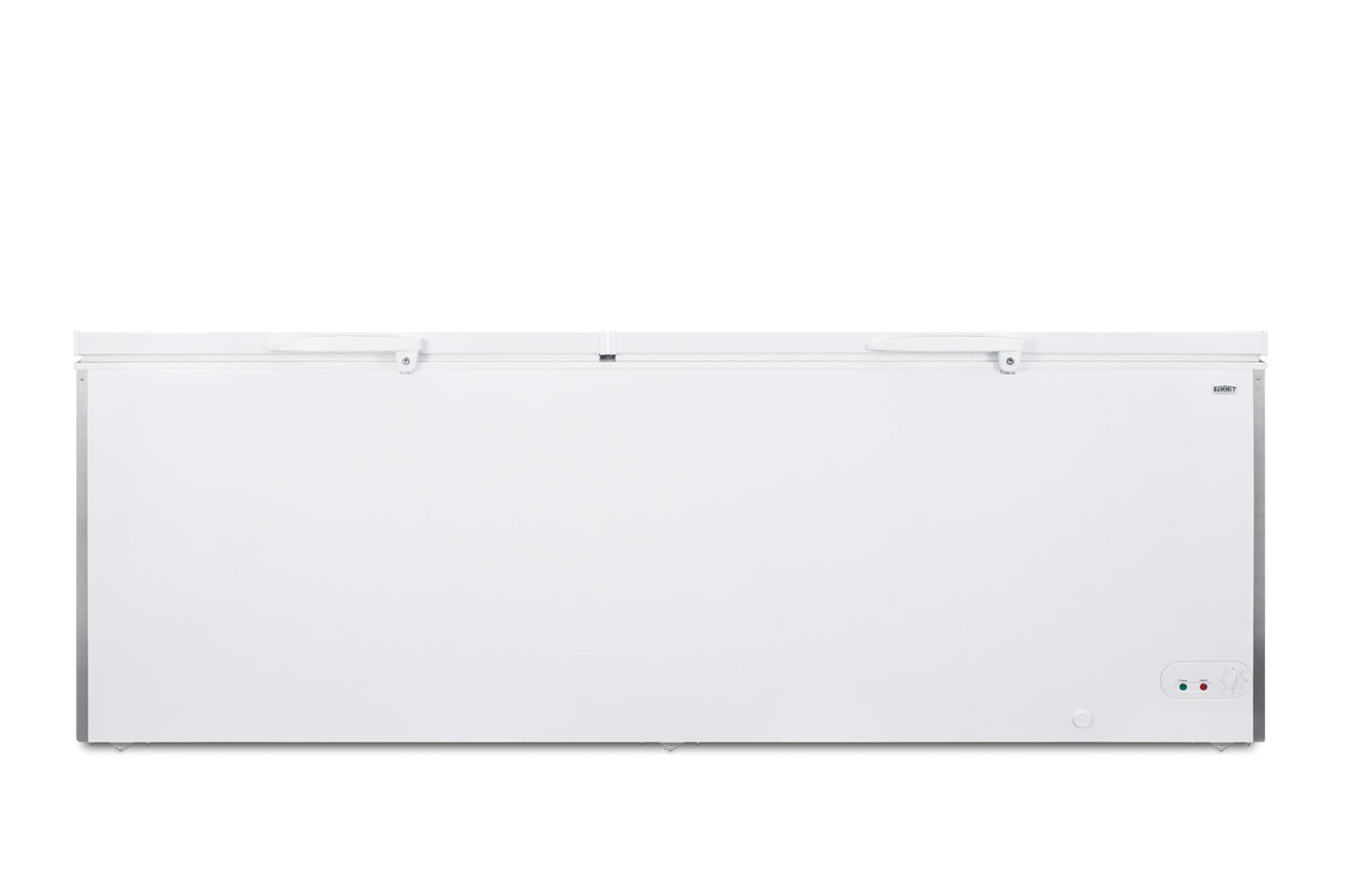 Large white manual defrost chest freezer suitable for commercial and kitchen use in Freezers & Ice Makers collection