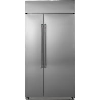 Built-in stainless steel side-by-side refrigerator with sleek handles in kitchen and appliance collections