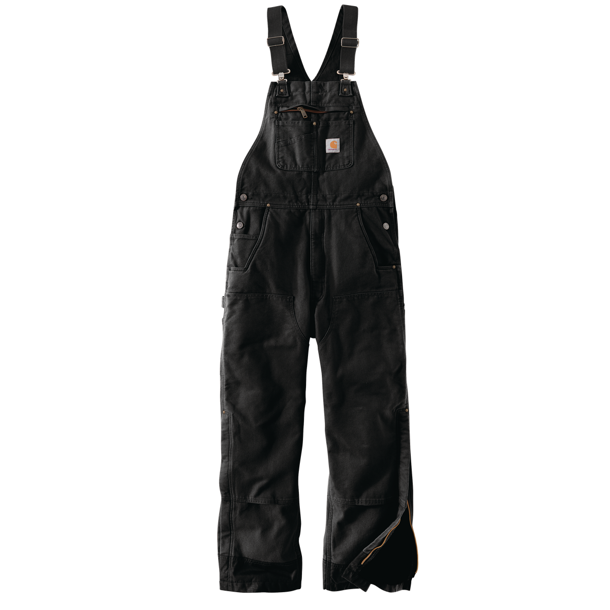 Carhartt Washed Duck Insulated Bib Overall - Black, Short XL