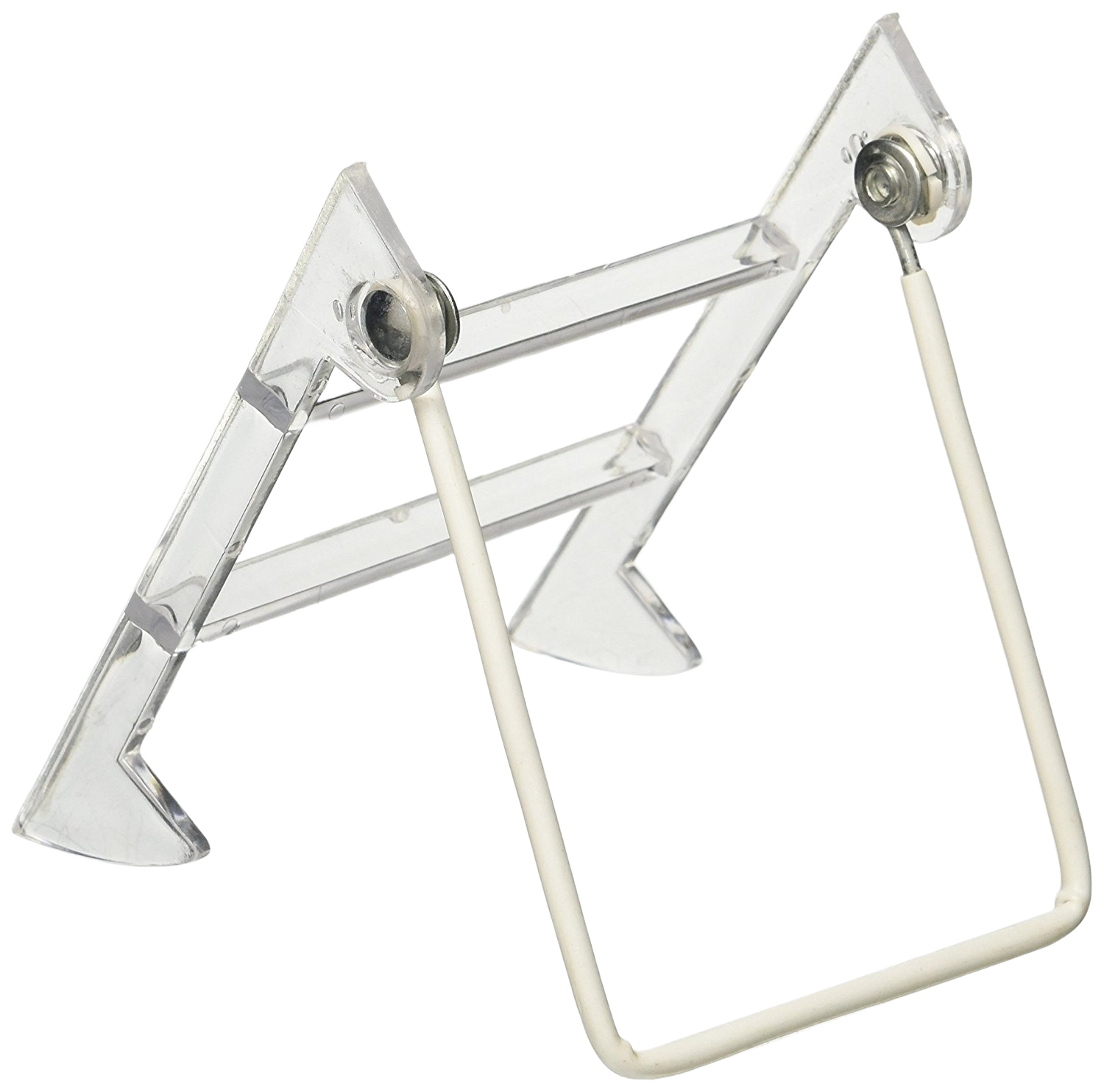 Clear medium-sized adjustable wire easel with sturdy frame for displaying art or photos in home improvement settings