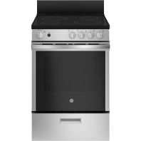 GE® ENERGY STAR® 24" Free-Standing/Slide-in Front Control Range with Steam Clean and Large Window