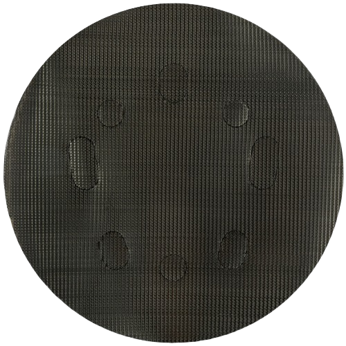 Round black Norton 5-inch sanding pad with multiple holes for versatile sanding in power tool accessories and abrasives collections