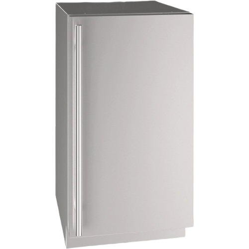 Stainless steel compact refrigerator with reversible hinge and vertical handle in kitchen and appliances collection