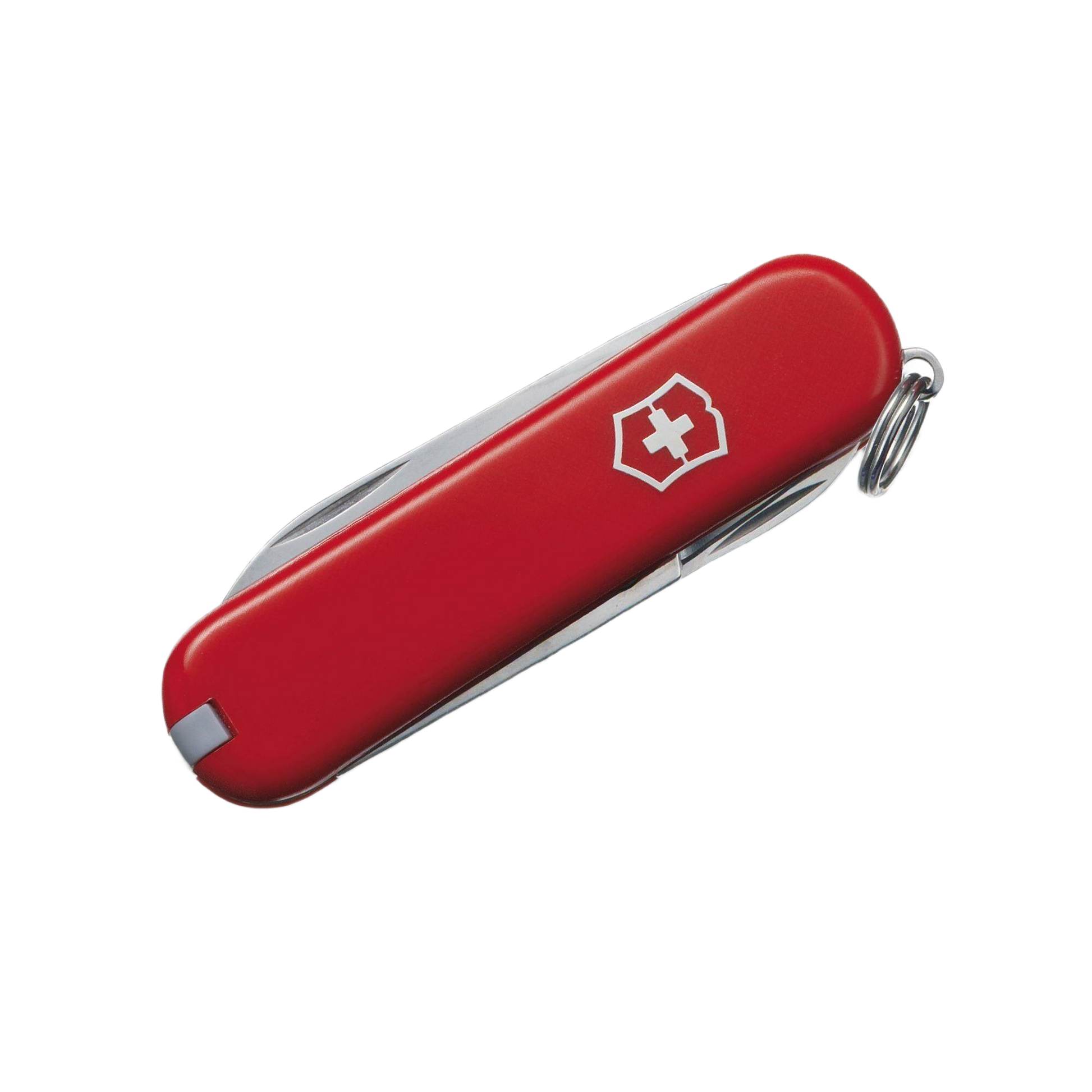 Compact red pocket knife with key ring and multiple tools for everyday use in cutting and hand tool collections