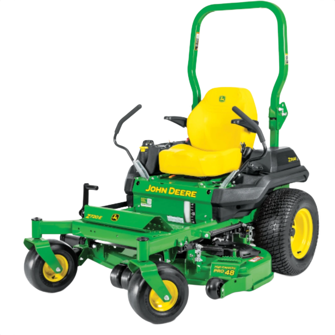 Green and yellow zero-turn mower with 60-inch deck and rollover protection for lawn care and home improvement use