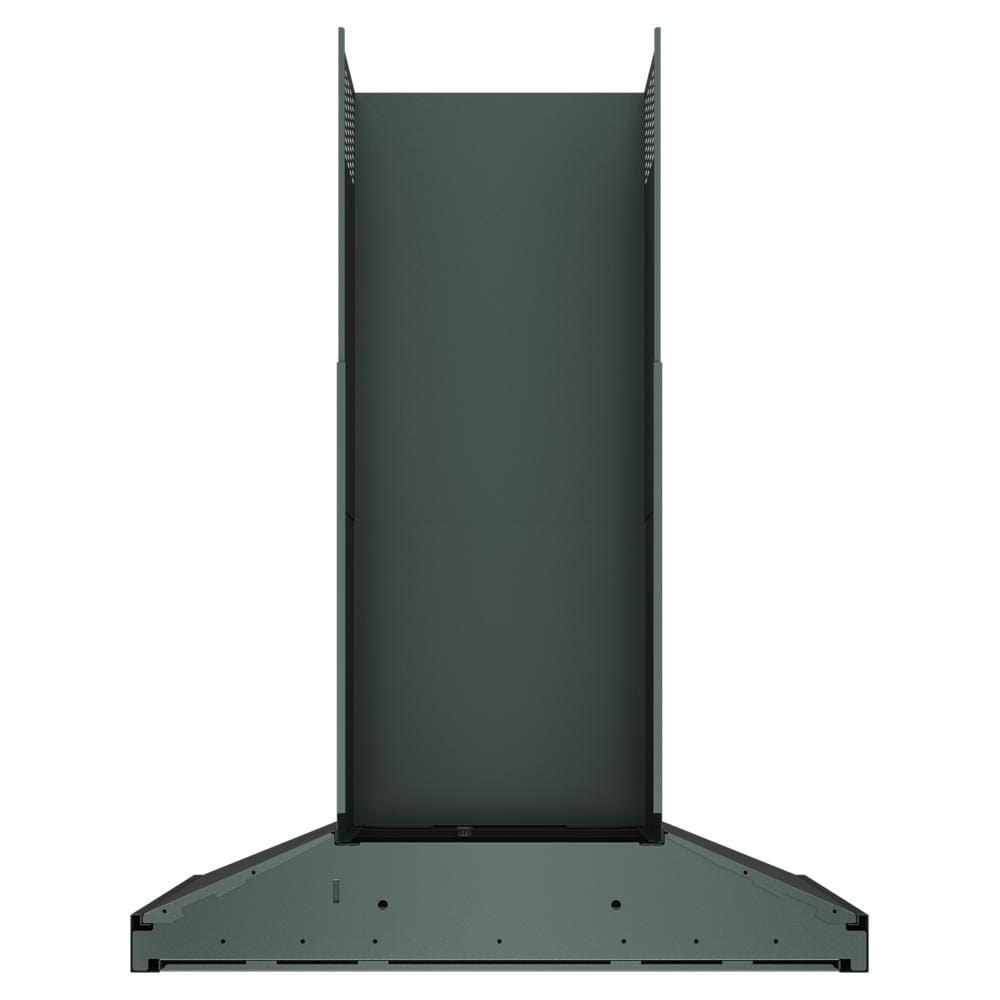 Front view of matte black wall-mounted canopy hood with four-speed fan in Over the Range Hoods and Kitchen & Kitchenware collections