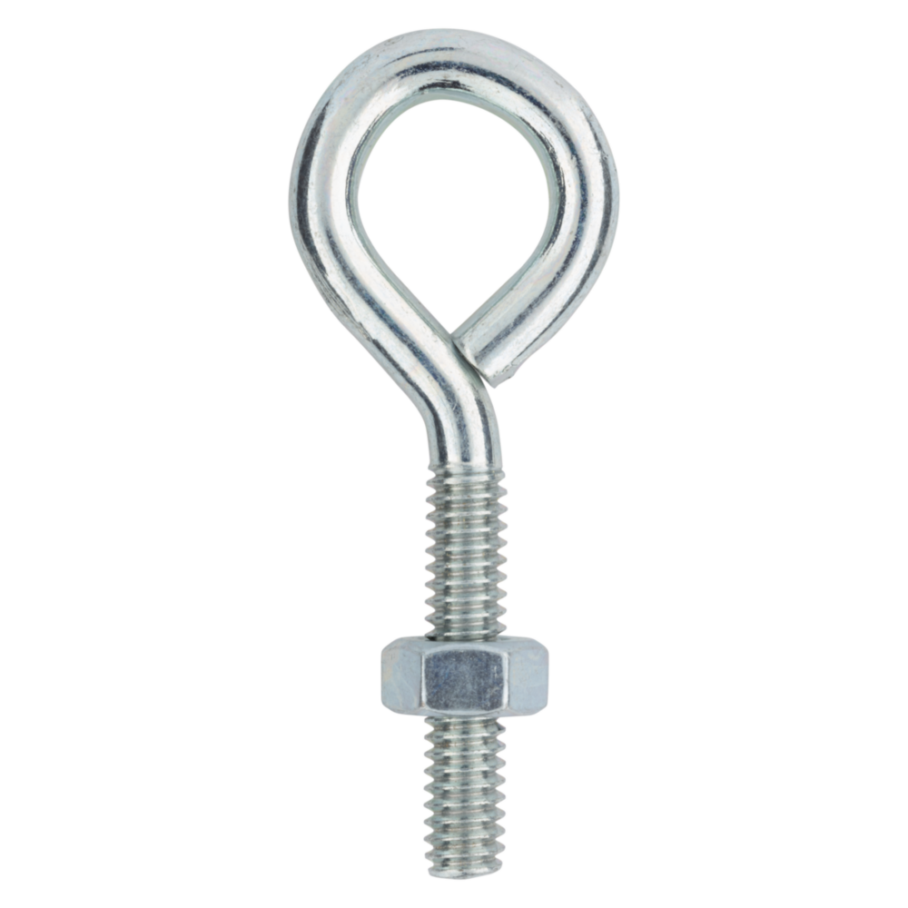 Zinc eye bolt with hex nut for fasteners in hardware, hooks & eyes, bolts, and lumber & building materials collections under $50