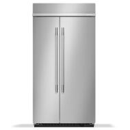 Built-in stainless steel side-by-side refrigerator with platinum interior for KitchenAid appliances collection