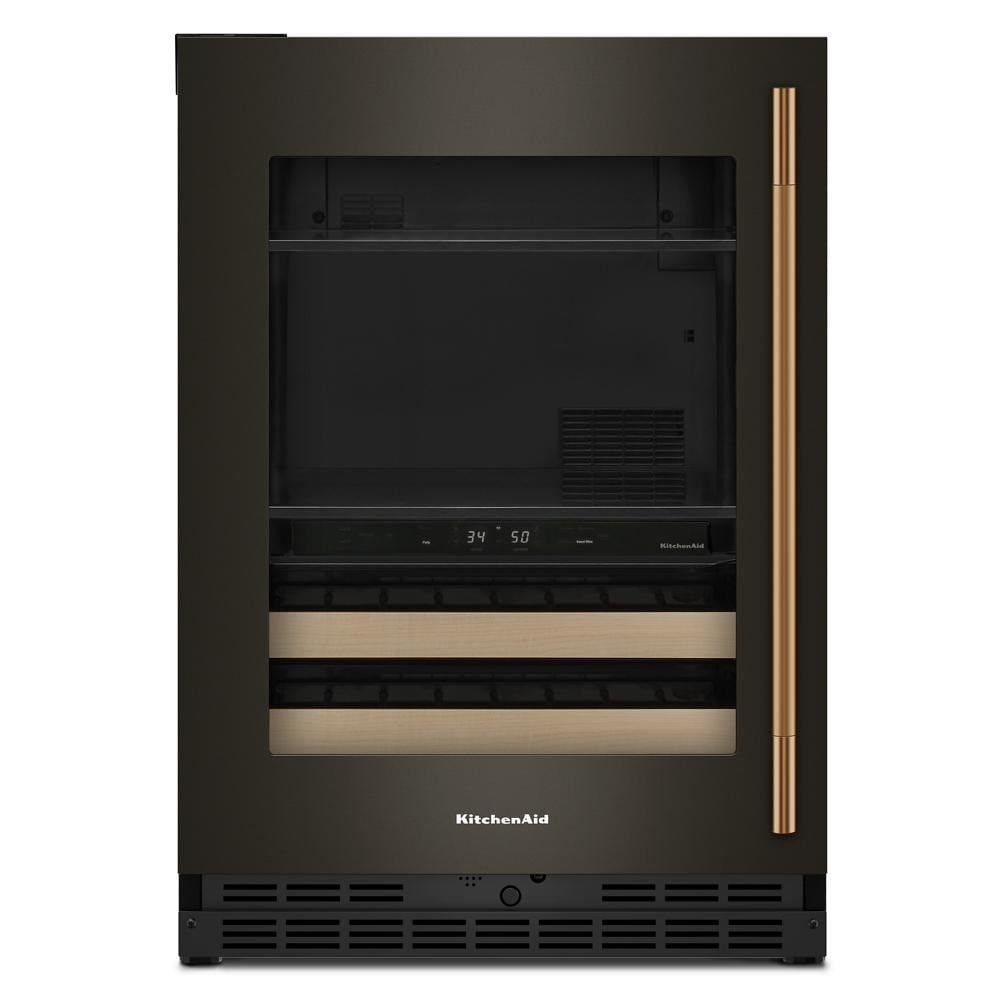 24" Beverage Center with Glass Door and Wood-Front Racks