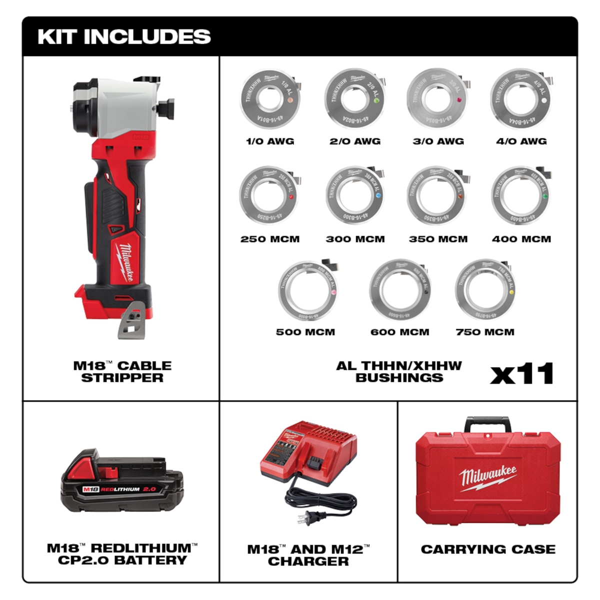 Milwaukee M18™ Cable Stripper Kit for Al THHN / XHHW