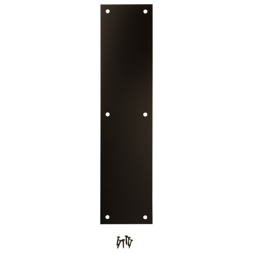 Oil rubbed bronze push plate with screws for protection and durability in door accessories and hardware collections under $50
