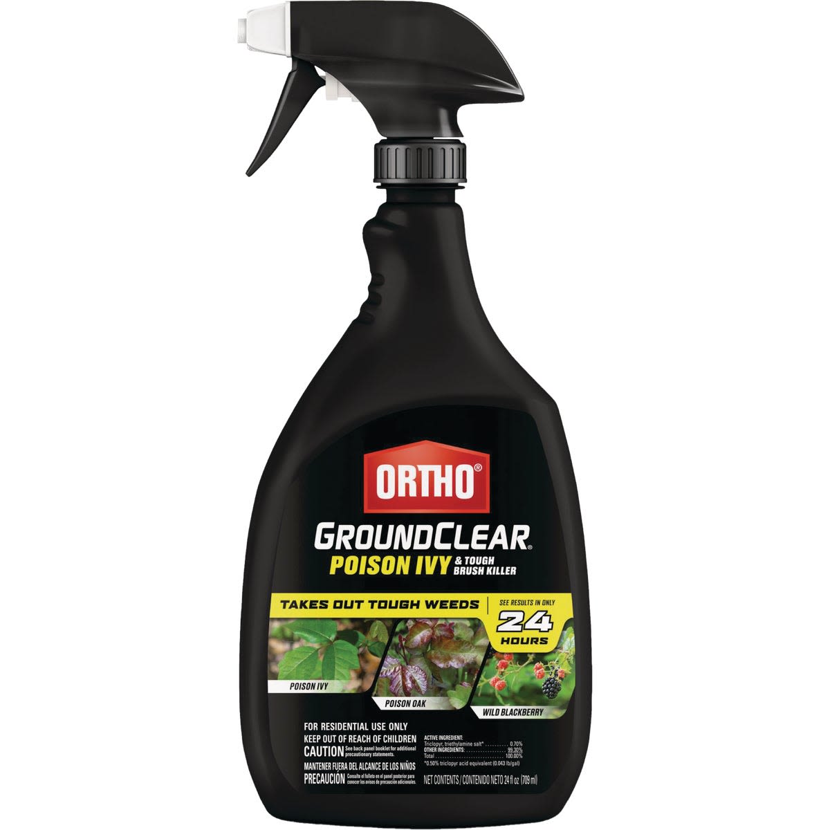 Black spray bottle of Ortho GroundClear weed and brush killer for lawn care under $50 and home improvement collections