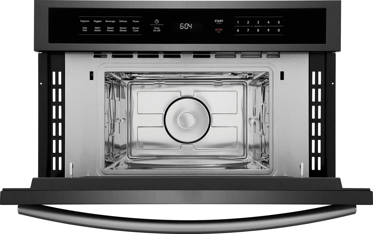 Built-in stainless steel microwave oven with drop-down door and digital control panel from Kitchen & Kitchenware collection