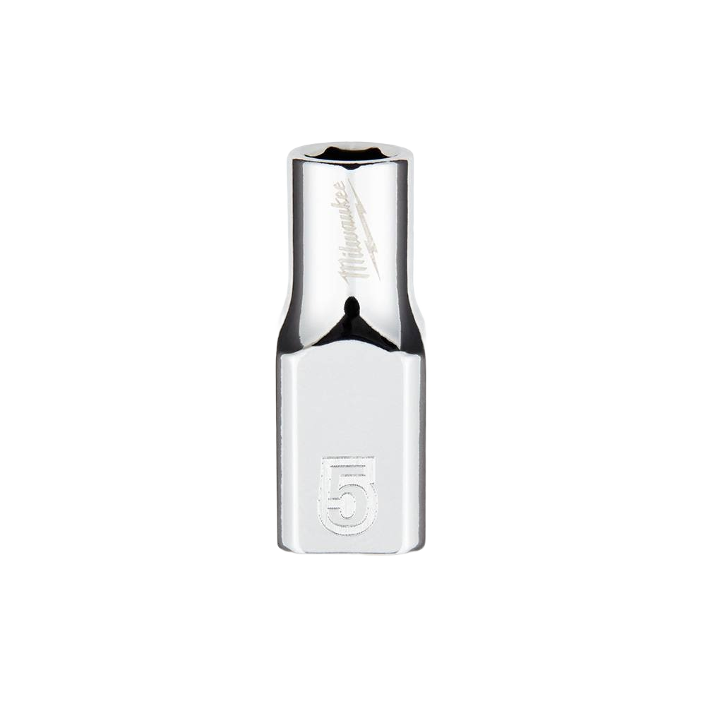 Chrome-plated 5-mm 6-point socket with FOUR FLAT™ sides for sockets and ratchets in hand and woodworking tools collections