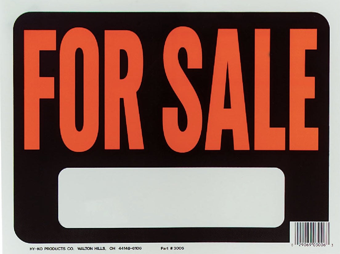 Black and fluorescent orange plastic For Sale sign with blank white space for custom writing in home improvement signs collection